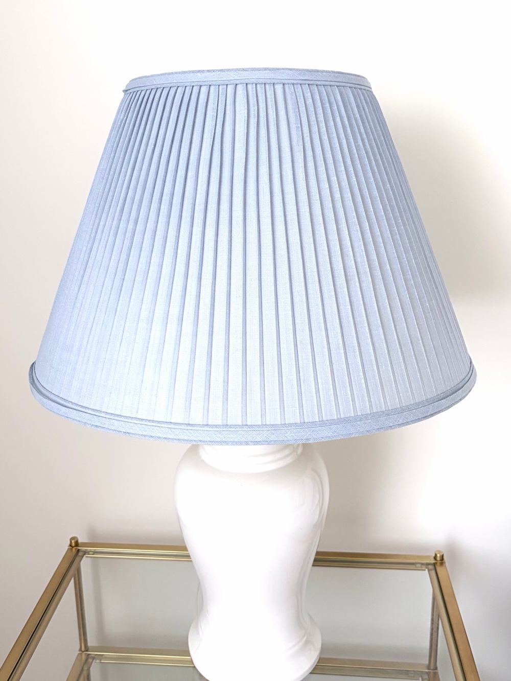 Fabulous Vintage Pleated Light Blue Large Lamp Shade